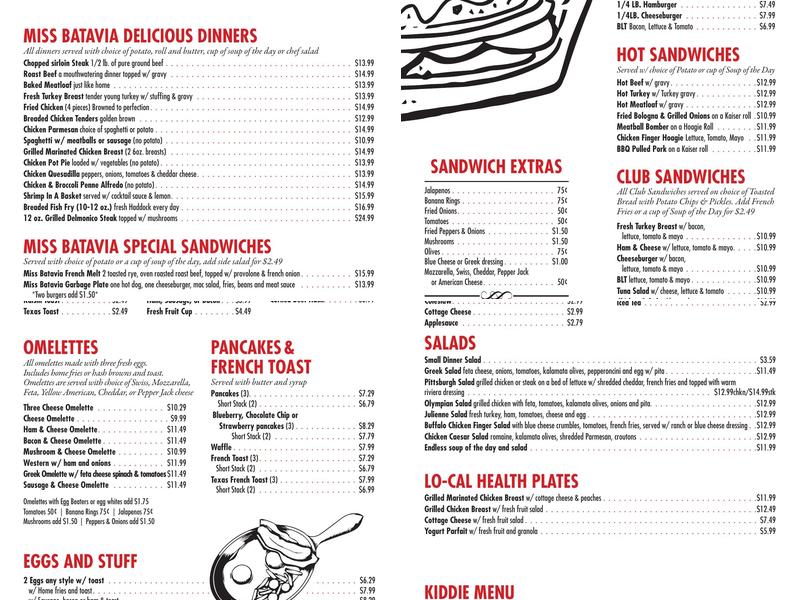Miss Batavia Diner Menu