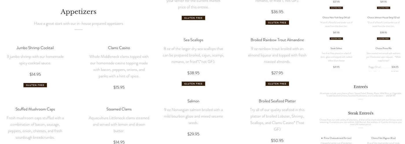 The Johnson House Menu