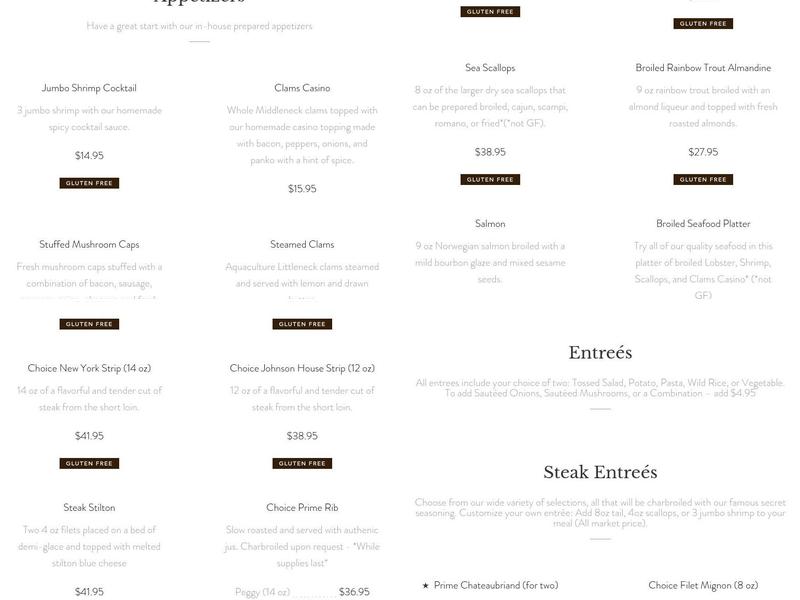 The Johnson House Menu