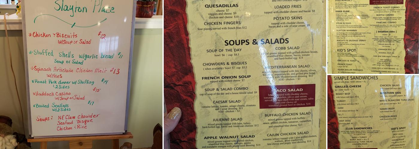 Slayton Place Menu