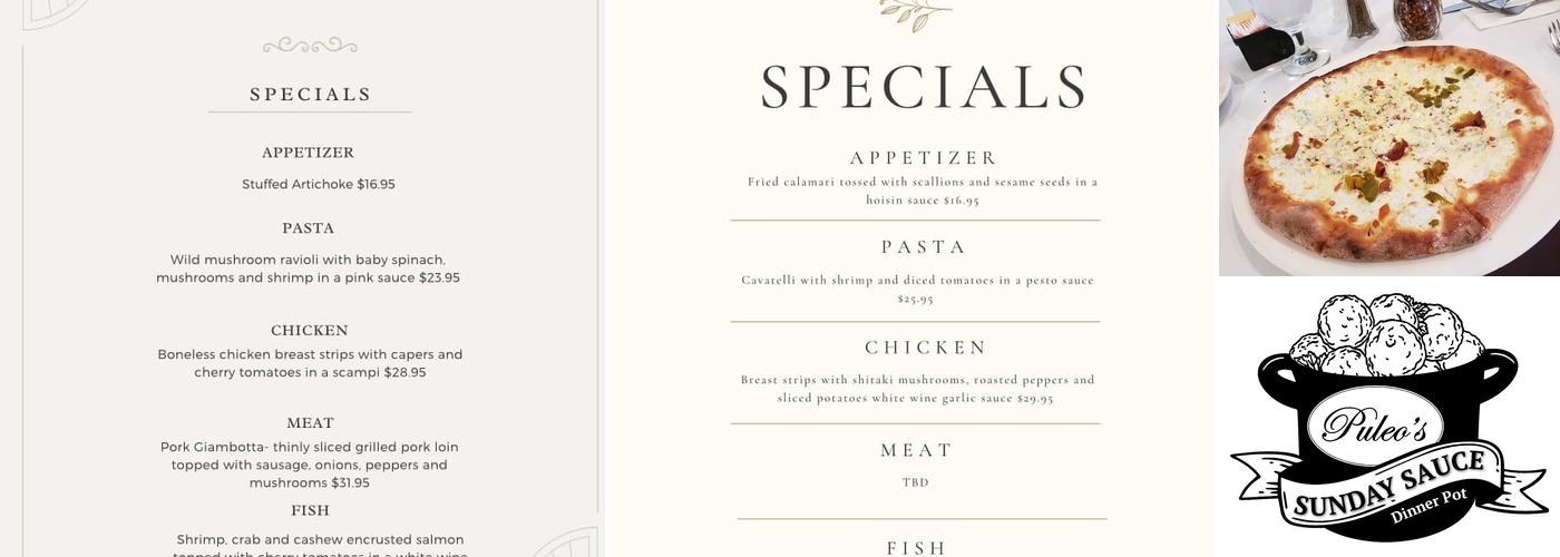 Puleo's Brick Oven Menu