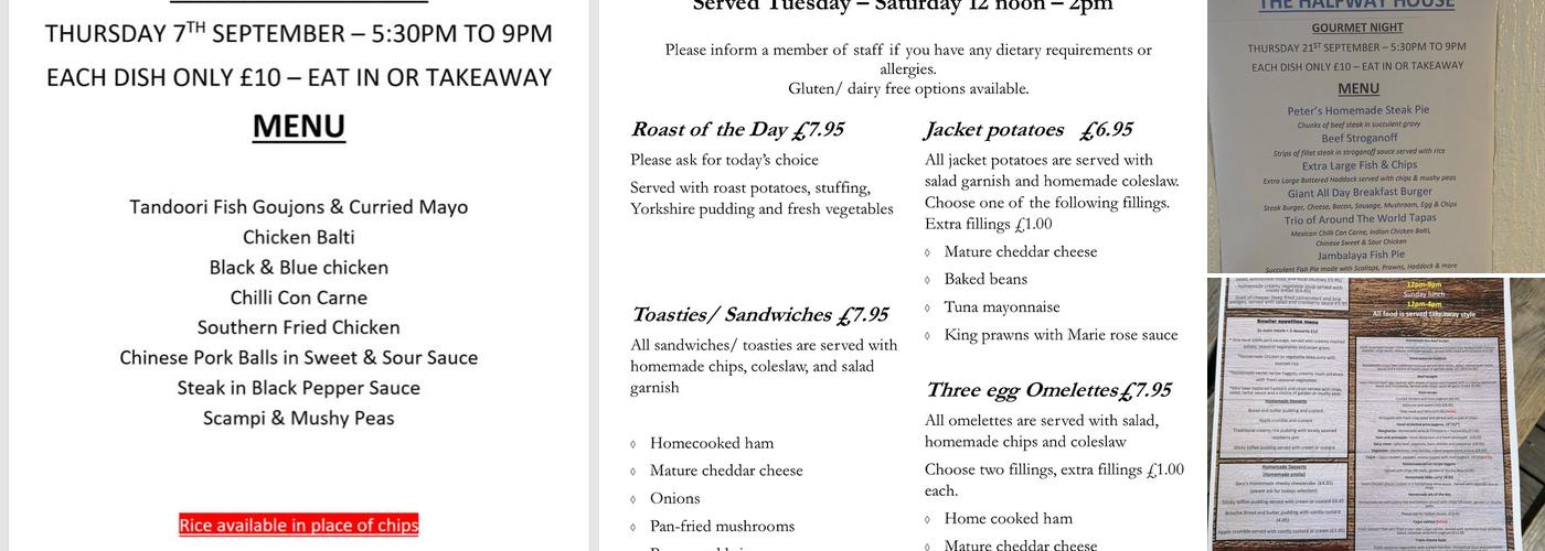 The Halfway House Menu