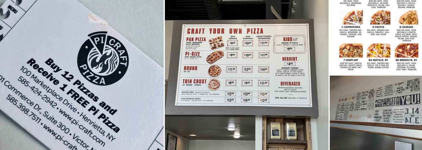 Pi Craft Pizza Menu