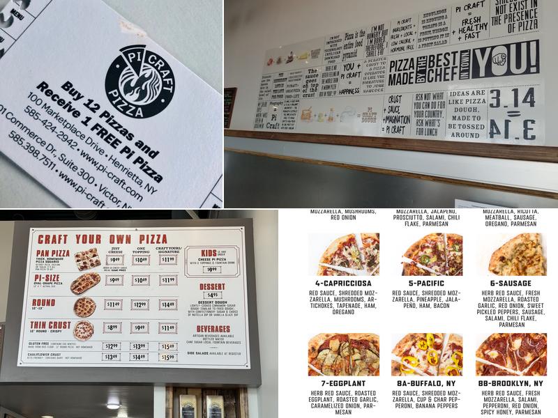 Pi Craft Pizza Menu