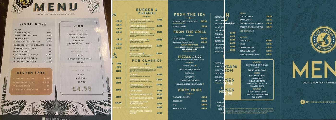 Drum and Monkey Menu