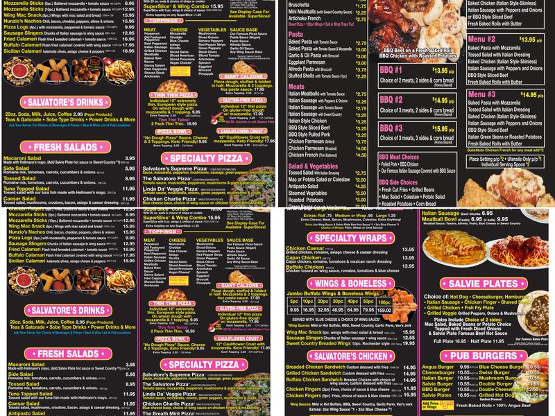 Salvatore's Old Fashioned Pizzeria Menu