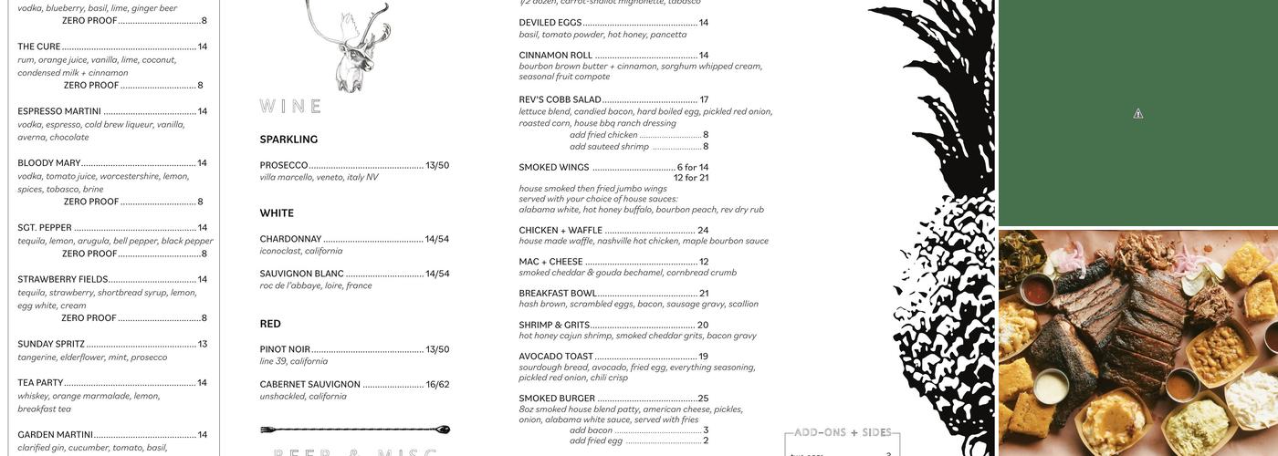 REV BBQ Menu
