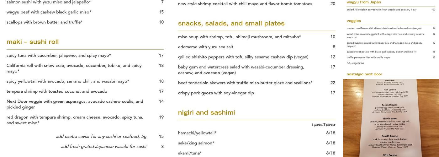 Next Door by Wegmans Menu