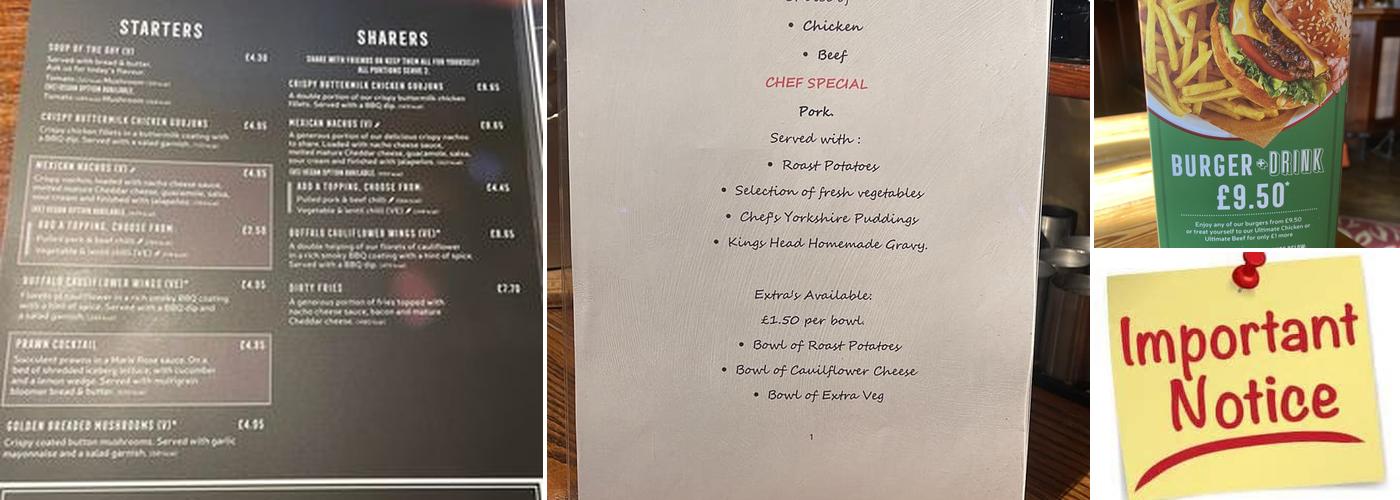 Kings Head Menu