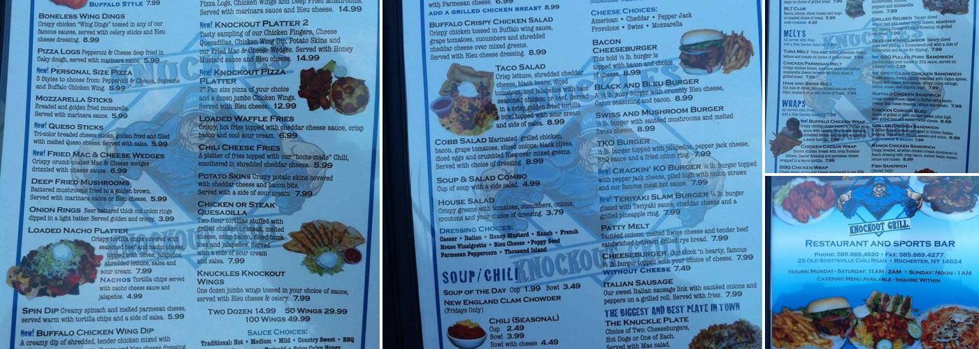 Knuckles Knockout Menu