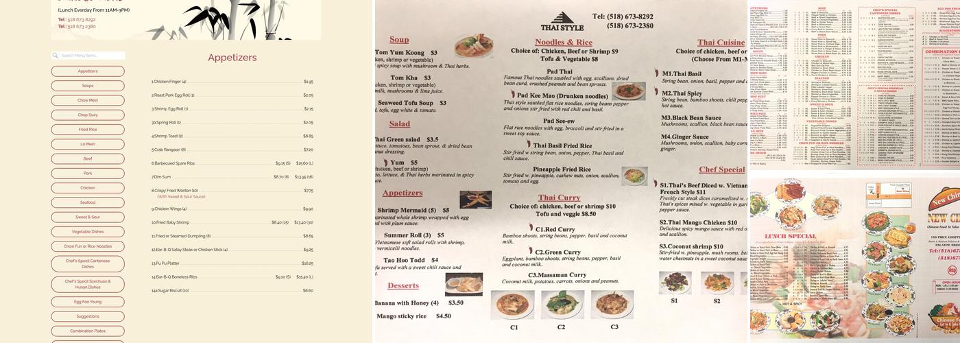 New China Menu