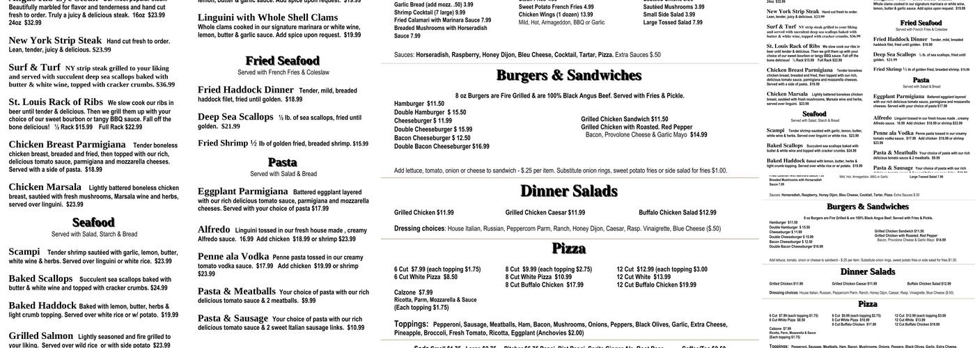 Sharon Tavern Menu