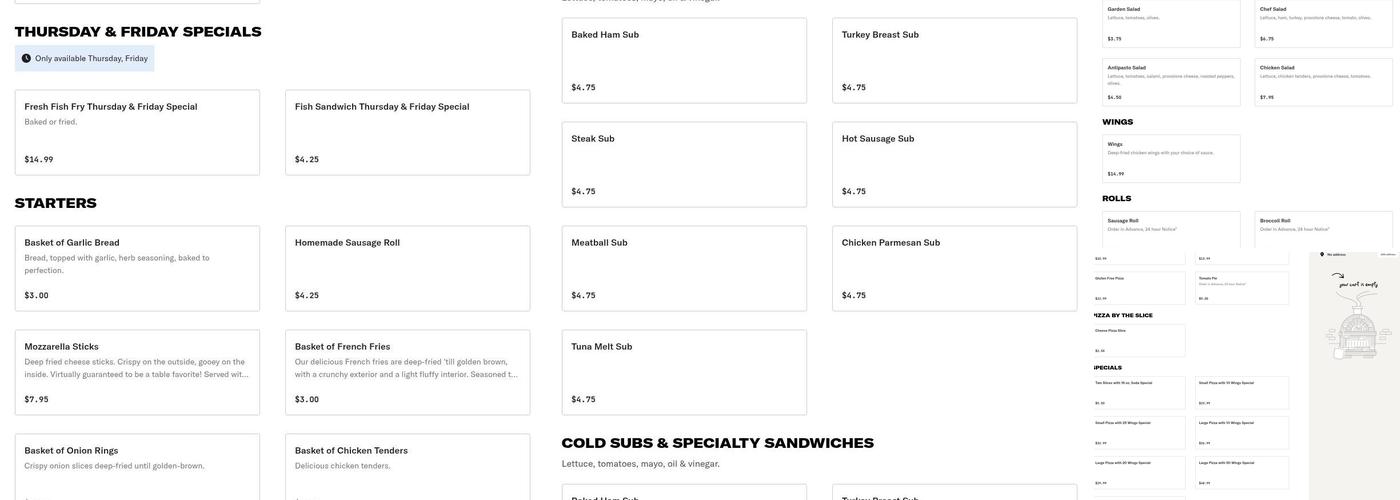 Laurey's Pizzeria Menu