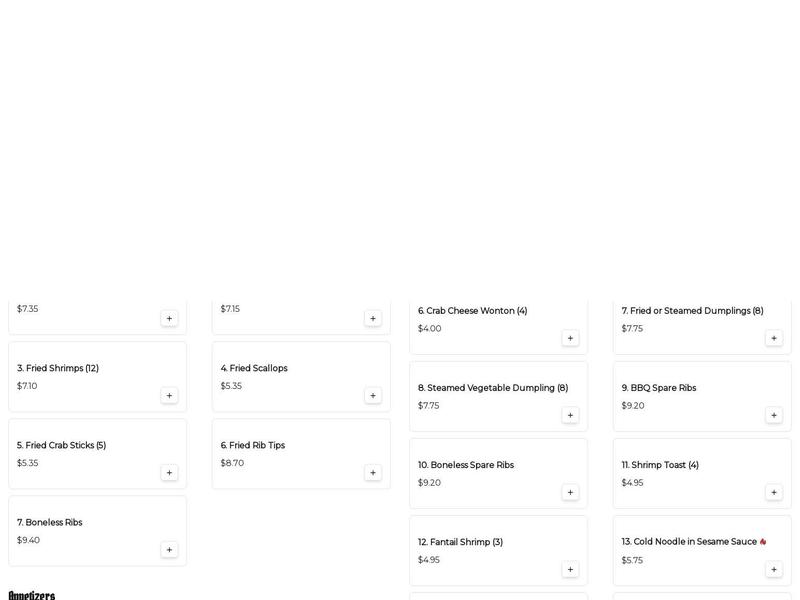 Chinatown Restaurant Menu