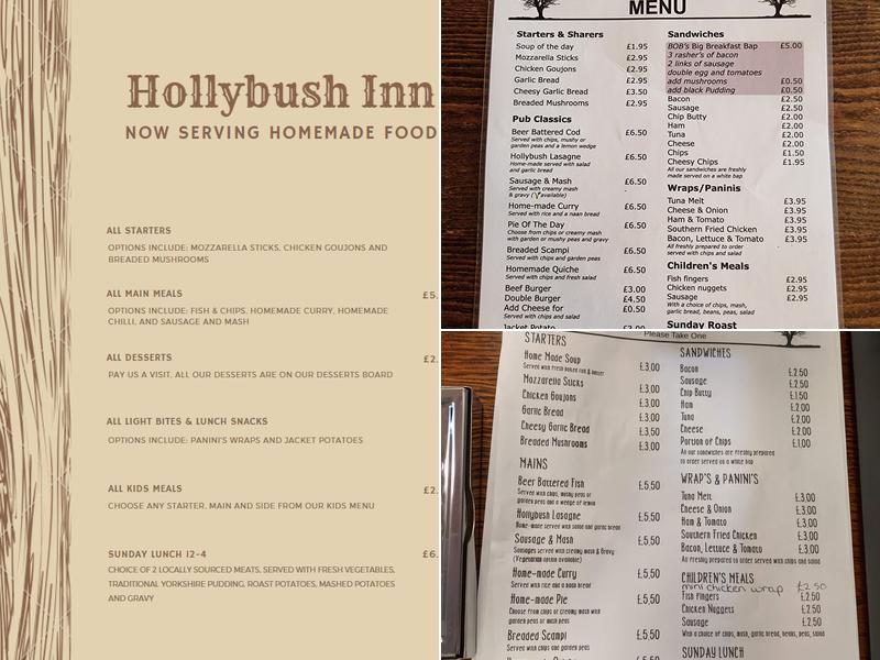 The Holly Bush Menu