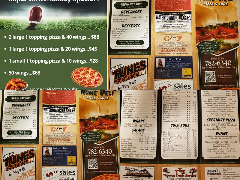 Home Deli- Pizza & Subs Menu