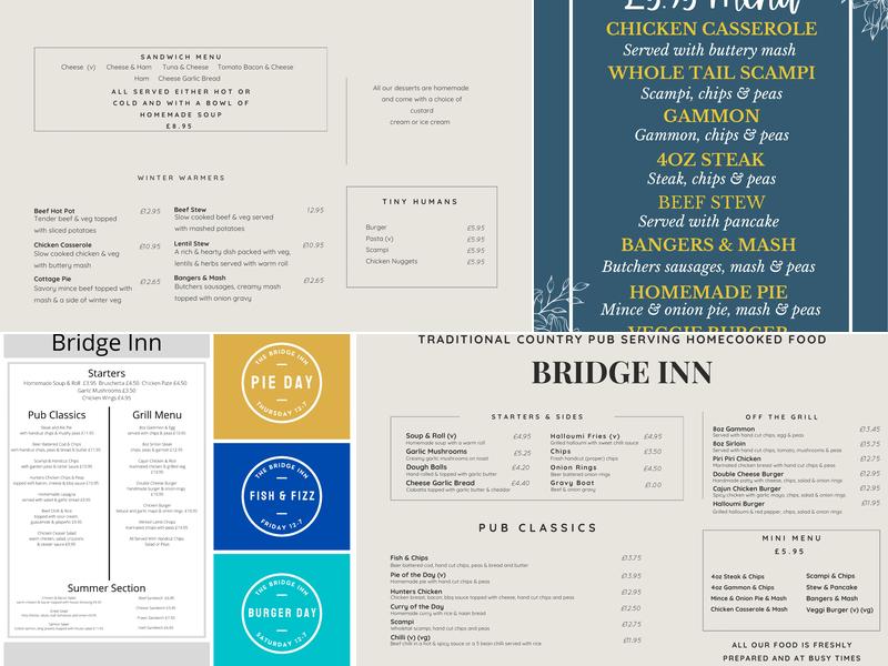 The Bridge Inn Menu