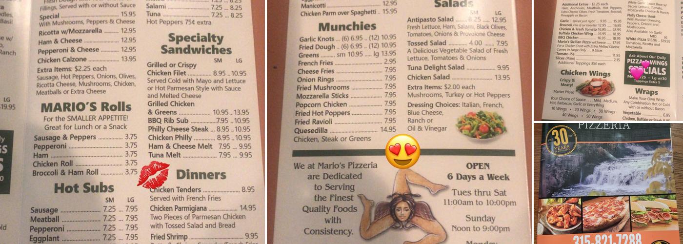Mario's Menu