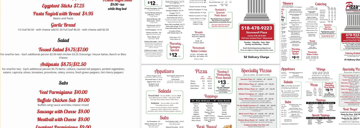 Pizza By Dominick Menu