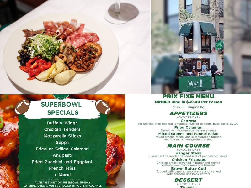 Patsy's Pizzeria Menu