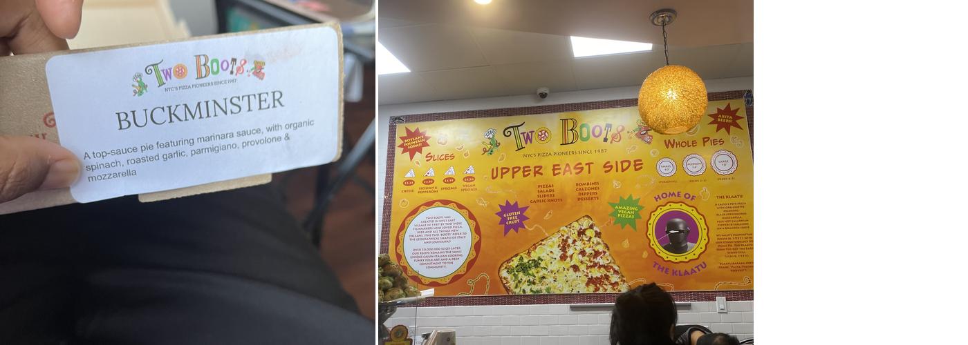 Two Boots Pizza Upper East Side Menu