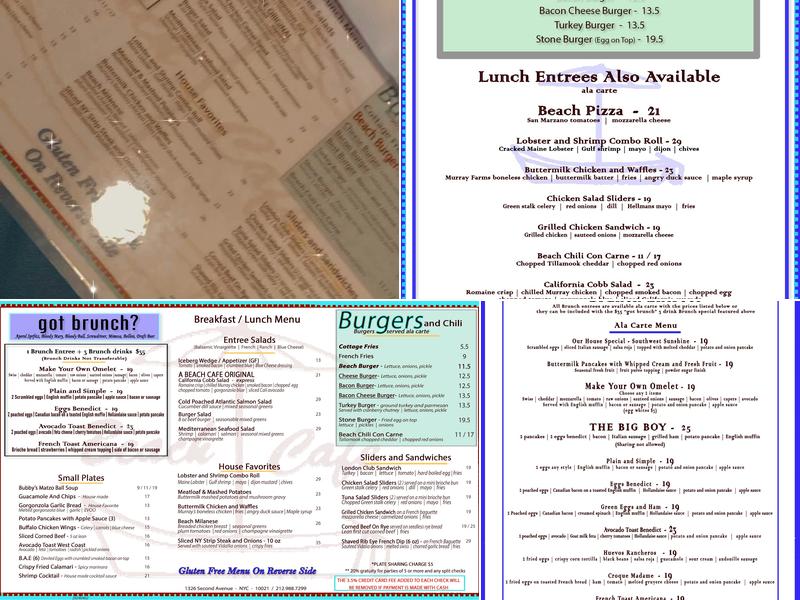 Beach Cafe Menu