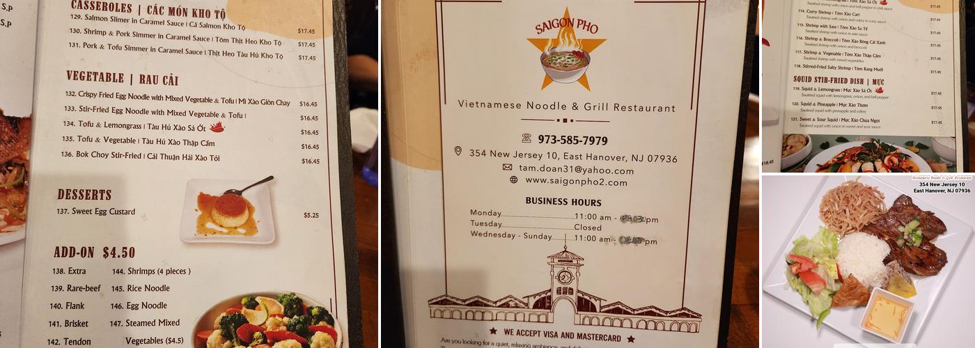 Saigon Pho Menu