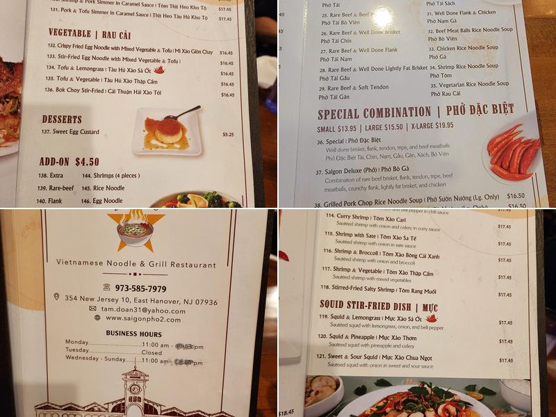 Saigon Pho Menu