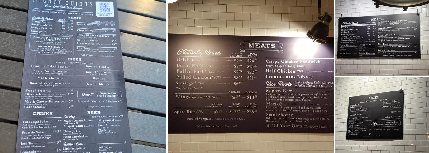 Mighty Quinn's Barbeque Menu