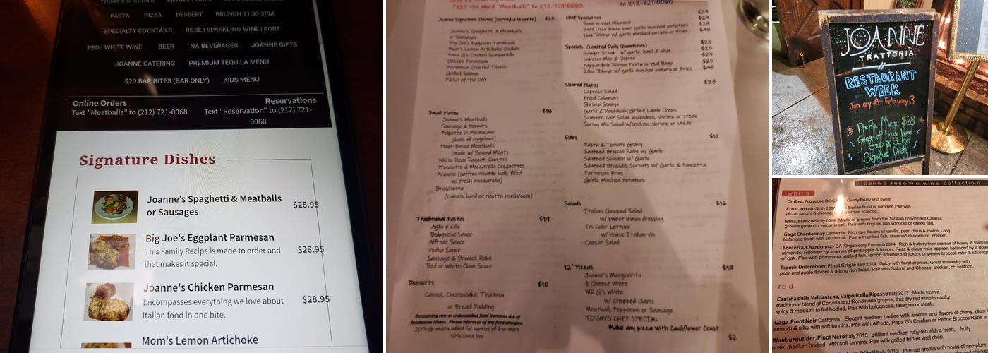 Joanne Trattoria Menu