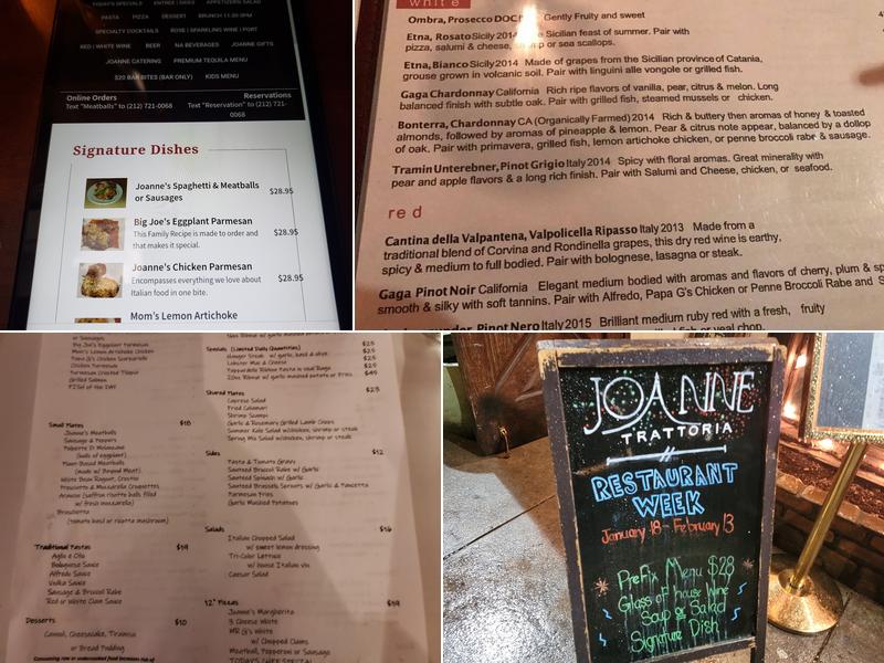 Joanne Trattoria Menu