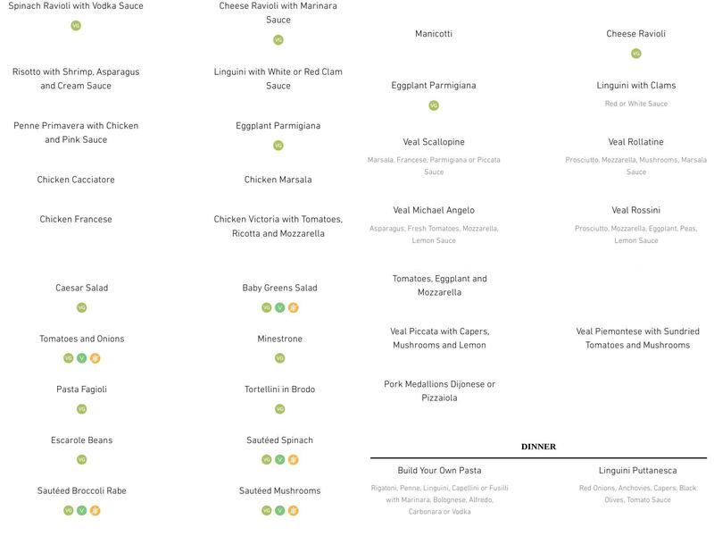 Benvenuti Ristorante Menu