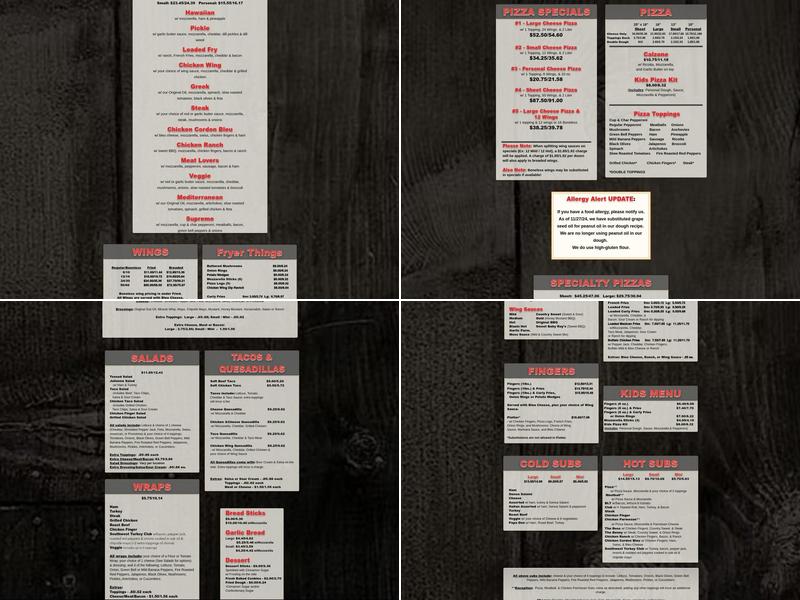 Pizza Land - Avon Menu