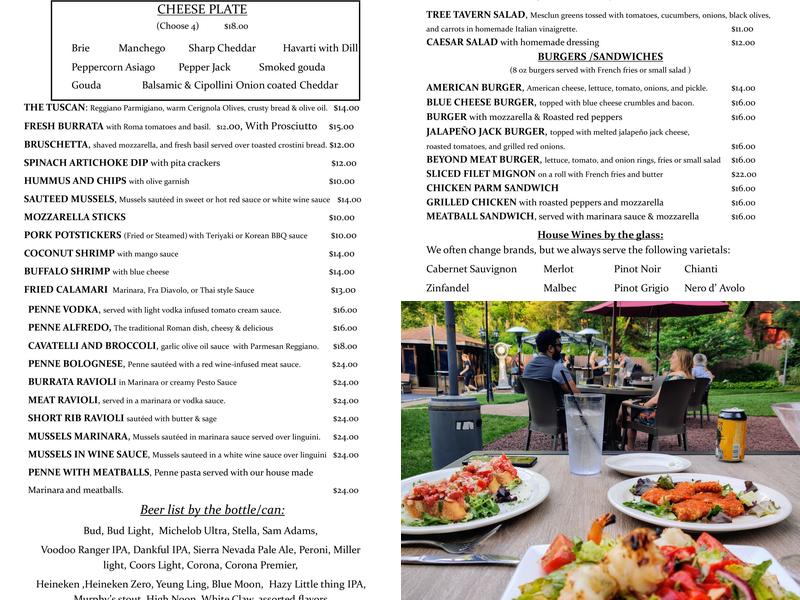 Tree Tavern Menu