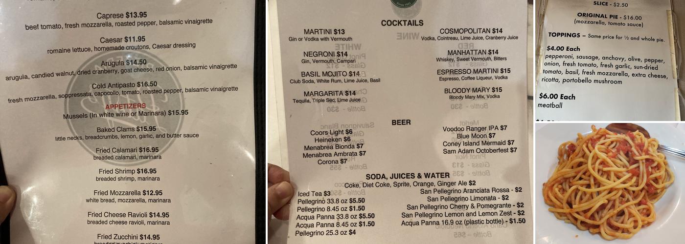 Patsy's Pizzeria Menu