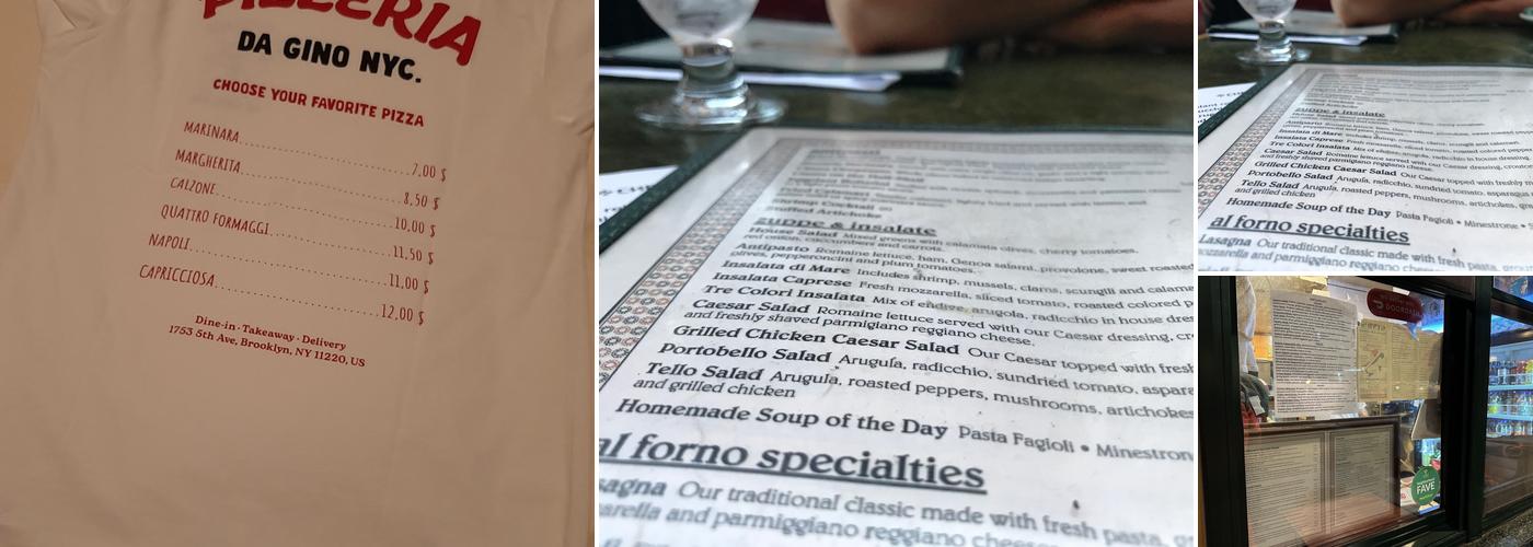 Gino's Pizza Menu