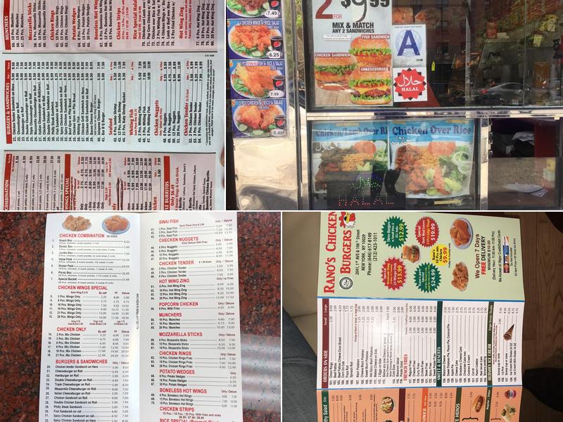 Rano's Chicken & Burgers Menu