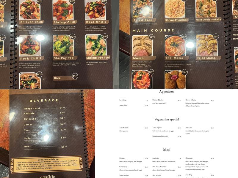 Spicy Tibet Menu