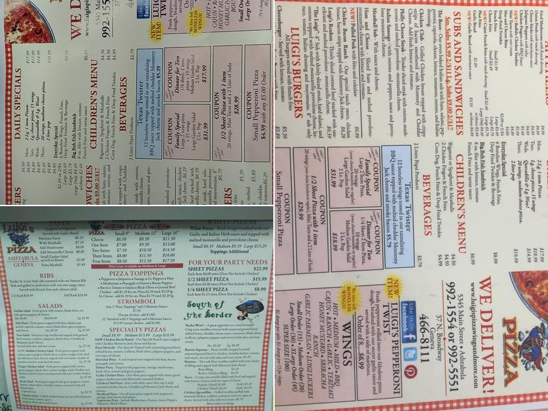 Luigi's Pizza Menu