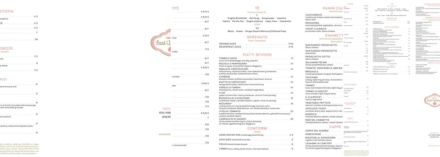 Sant Ambroeus Sotheby's Menu