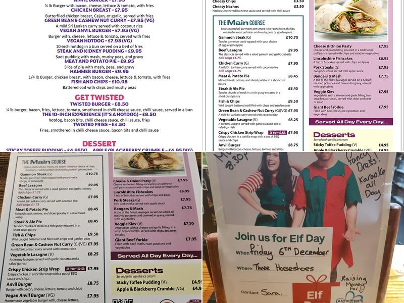 The Three Horseshoes Menu