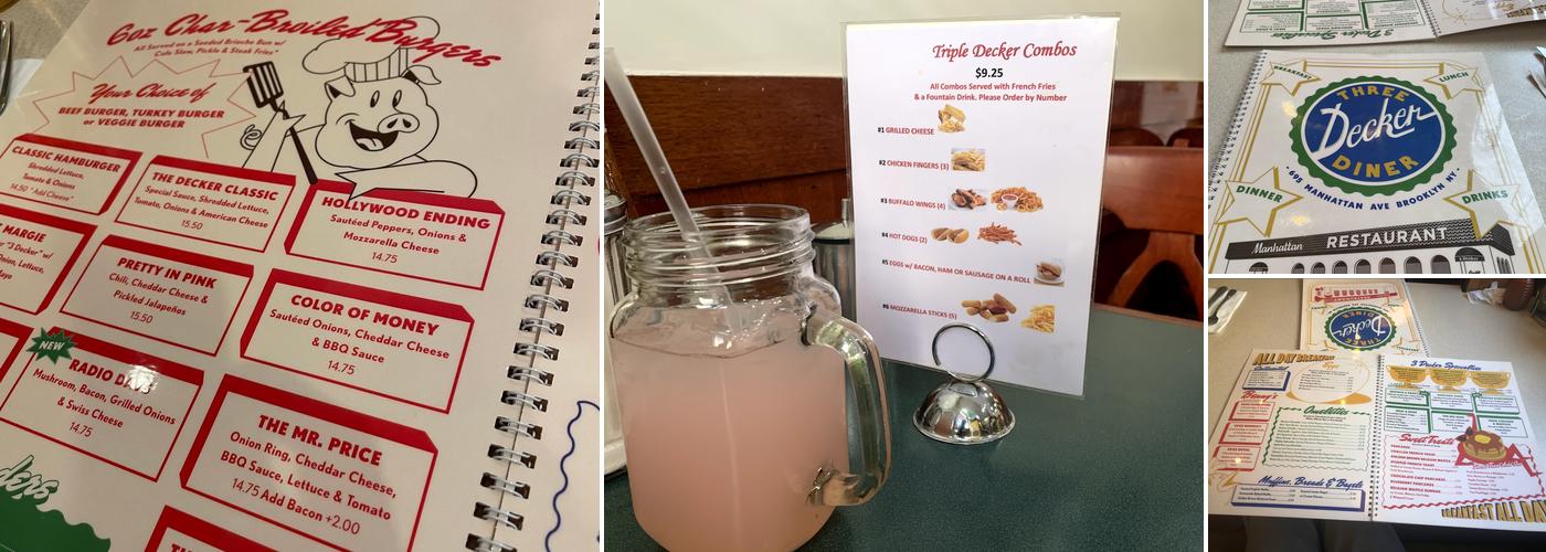 Three Decker Diner Menu