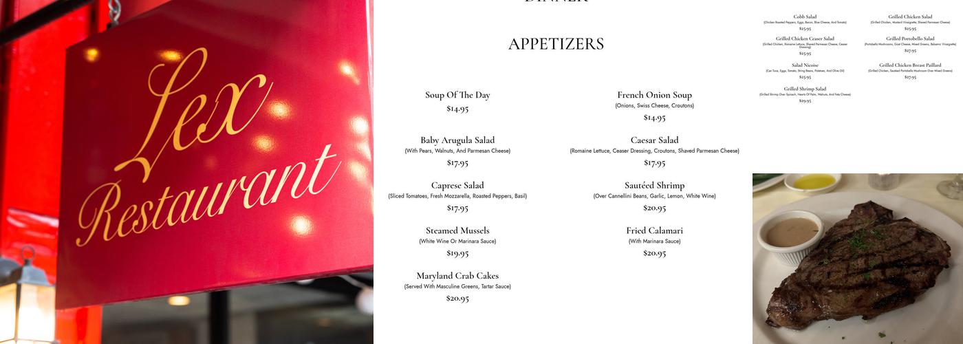Lex Restaurant Menu