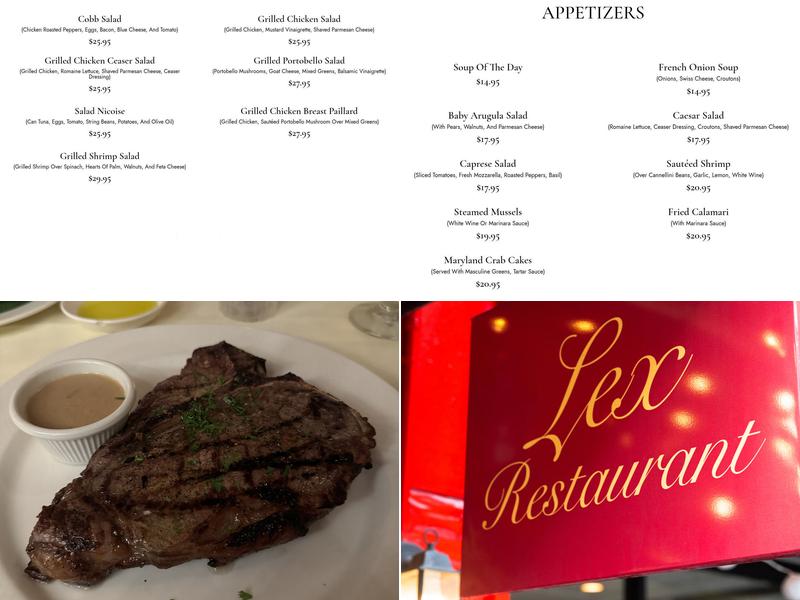 Lex Restaurant Menu
