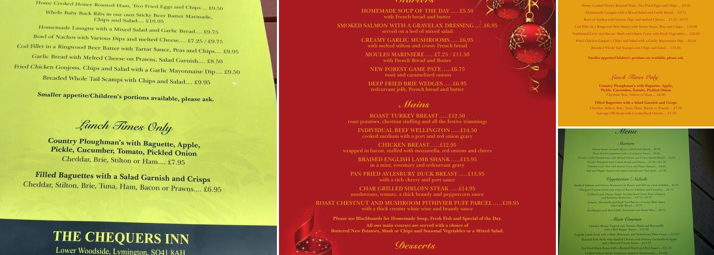 The Chequers Inn Menu