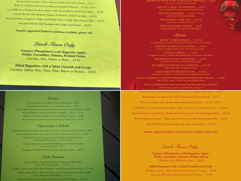 The Chequers Inn Menu