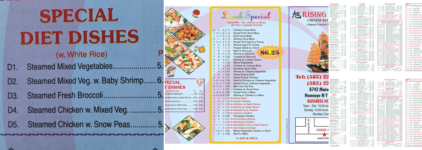 Rising Sun II Chinese Kitchen Menu