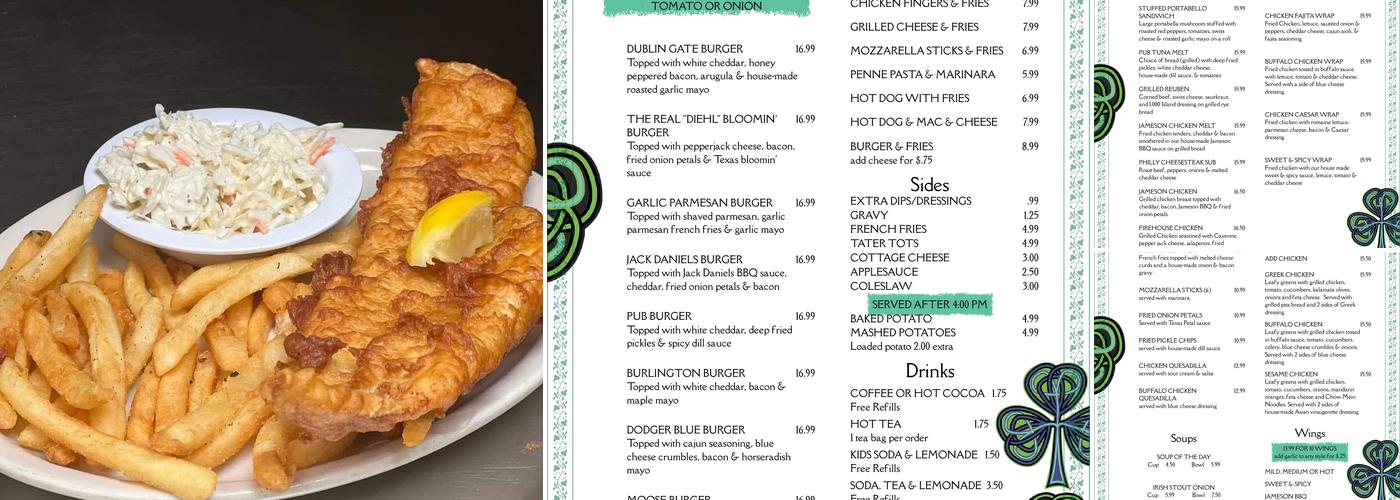 Paddy's Pub & Grill Menu