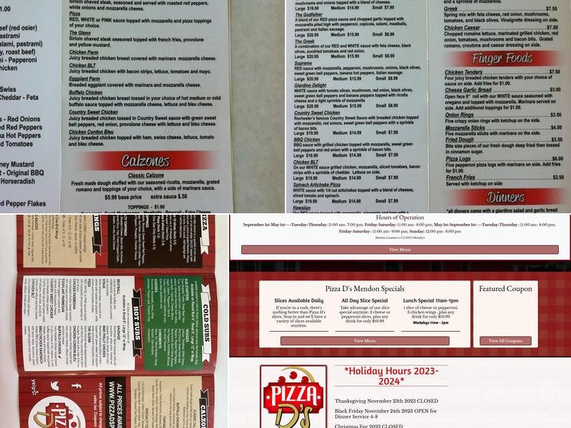 Pizza D's Mendon Menu