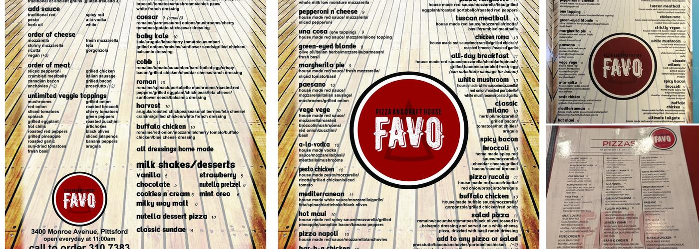 Favo Pizza and Draft House Menu